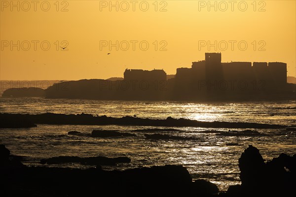 View of the ruins of the fortress at sunset