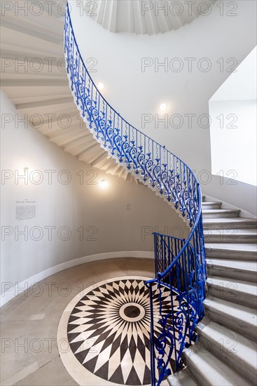 Spiral Staircase with Blue Railing