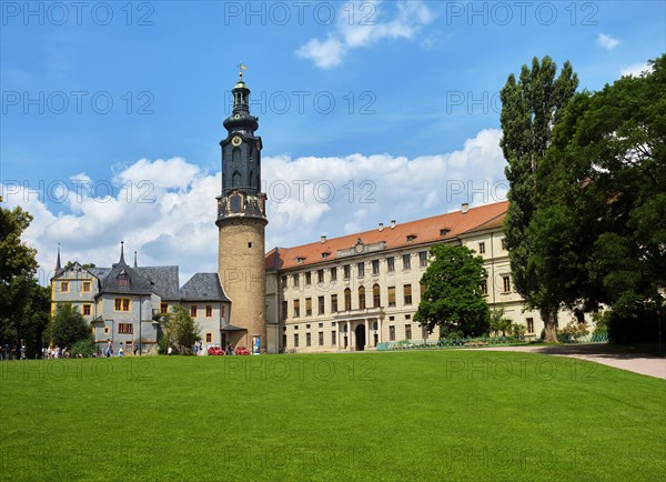 Weimar City Palace with Palace Tower and Bastille