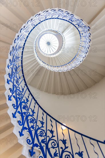 Spiral Staircase with Blue Railing