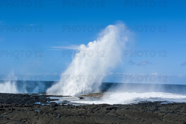 Water blowing through the Alofaaga blowholes on the south of SavaiÂ´i