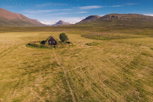 Old peat church of Groef or Grafarkirkja near Hofsos