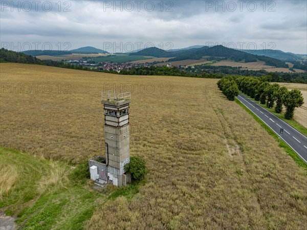 Former GDR watchtower at the border between Thuringia and Hesse