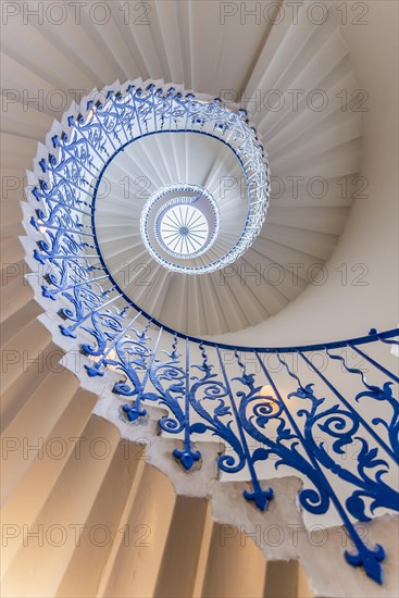 Spiral Staircase with Blue Railing