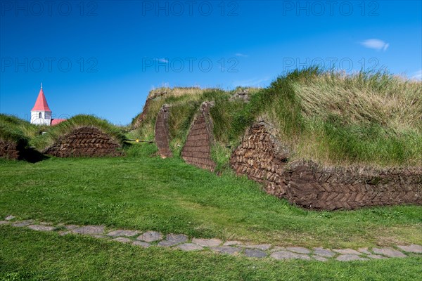 Church and peat farmstead or peat museum Glaumbaer or Glaumbaer