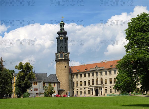 Weimar City Palace with Palace Tower and Bastille