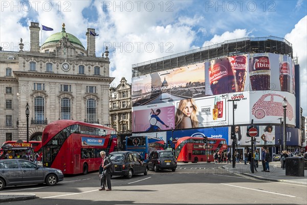 Building with advertising banners