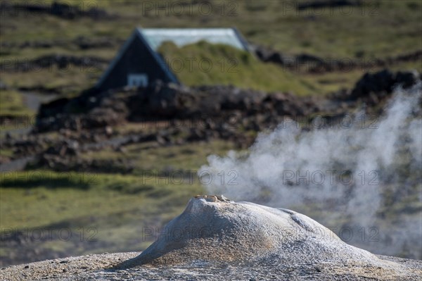 Steaming hot spring Oeskjuhoell or Oeskurholhver