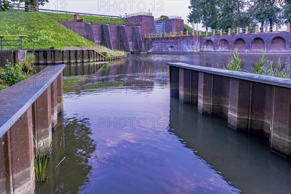 Lock on the Nogat river in the village of Biala Gora