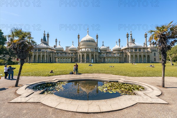 Pond with water lilies in front of Royal Pavilion Palace