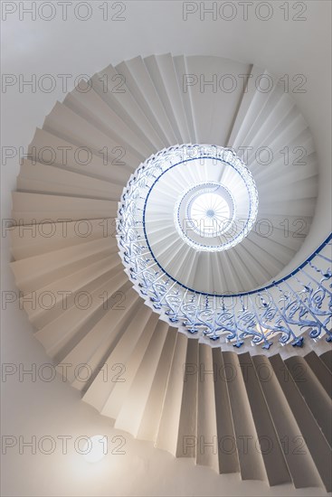 Spiral Staircase with Blue Railing