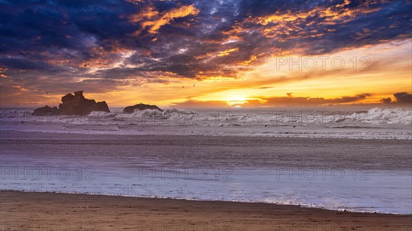 Dramatic sunset on the beach