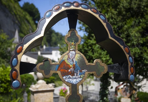 Wrought-iron grave cross in St. Peter's cemetery