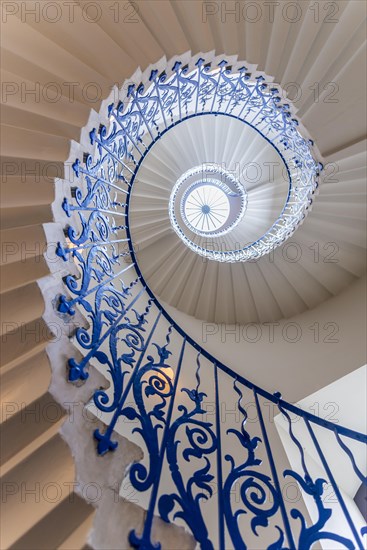 Spiral Staircase with Blue Railing