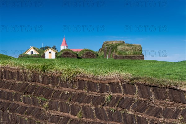 Church and peat farmstead or peat museum Glaumbaer or Glaumbaer