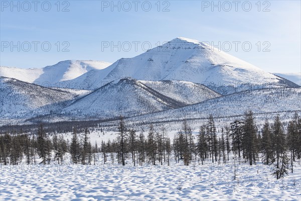 Snow covered Suntar-Khayata mountain Range