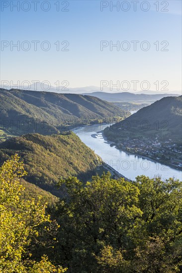 Overlook from Aggstein castle over the Danube. Wachau