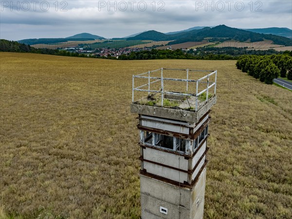 Former GDR watchtower at the border between Thuringia and Hesse