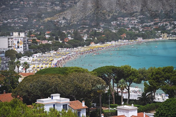 View from Monte Pellegrino to the beach and village of Mondello