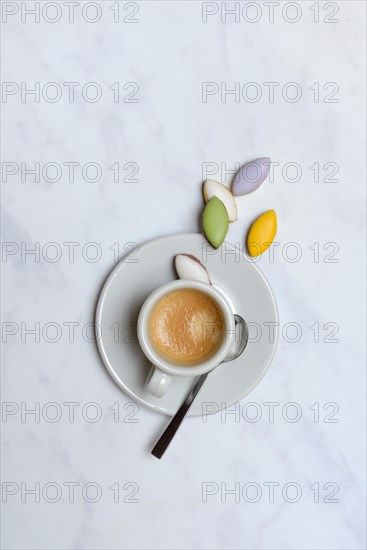 Calisson d'Aix and cup of coffee