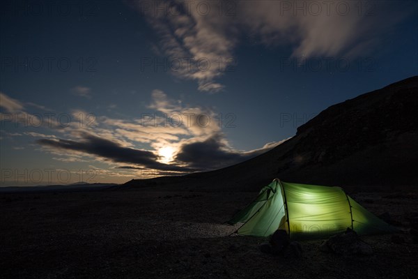 Tent lit from inside