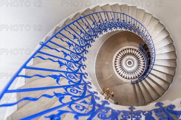 Spiral Staircase with Blue Railing