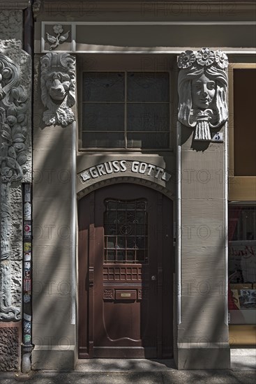 Art Nouveau entrance with decorative reliefs