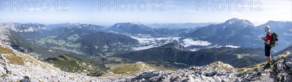 Hiker looks over landscape