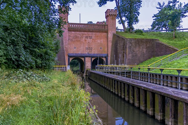 Lock on the Nogat river in the village of Biala Gora