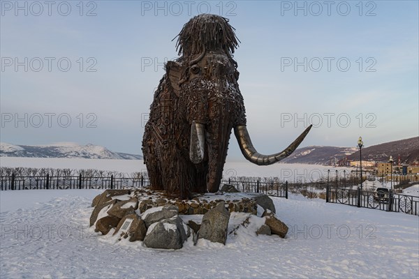 Mammoth monument in Nagaev Bay