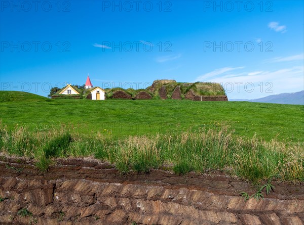 Church and peat farmstead or peat museum Glaumbaer or Glaumbaer