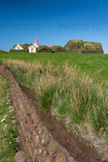 Church and peat farmstead or peat museum Glaumbaer or Glaumbaer