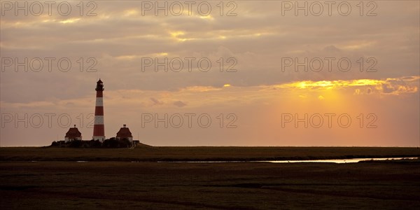 Westerhever Lighthouse at sunset