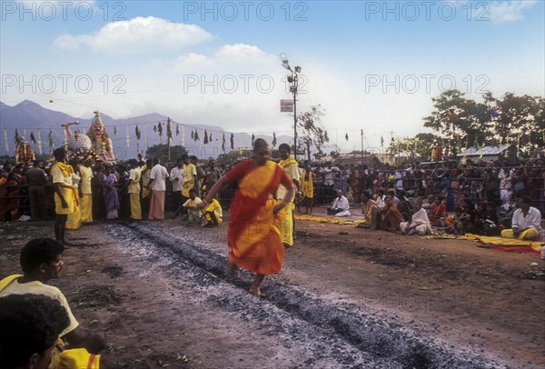 Fire walking festival at Vana Badra Kali Amman Temple at Nellithurai near Mettupalayam