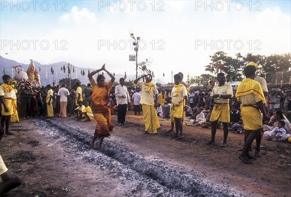 Fire walking festival at Vana Badra Kali Amman Temple at Nellithurai near Mettupalayam