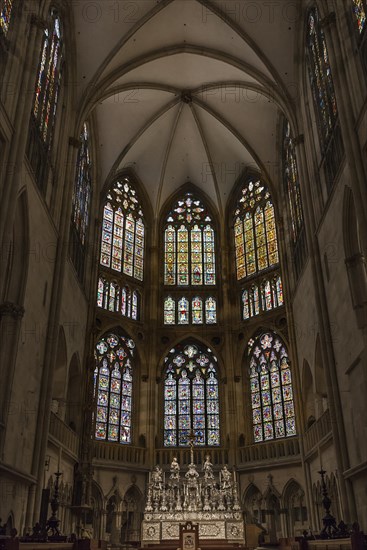Chancel with stained glass windows in St. Peter's Cathedral