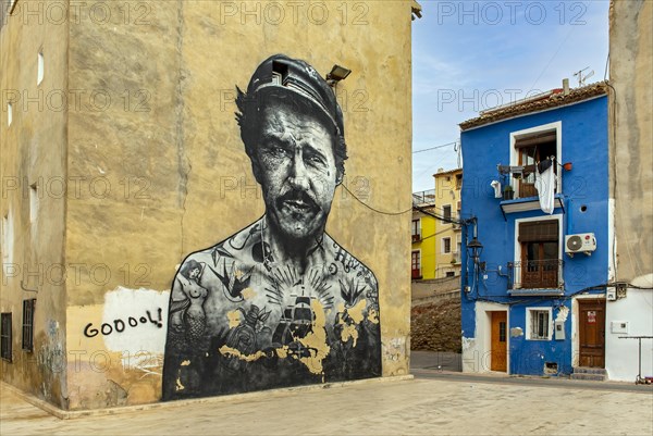 Street art image of tattooed sailor by Felix Gordero