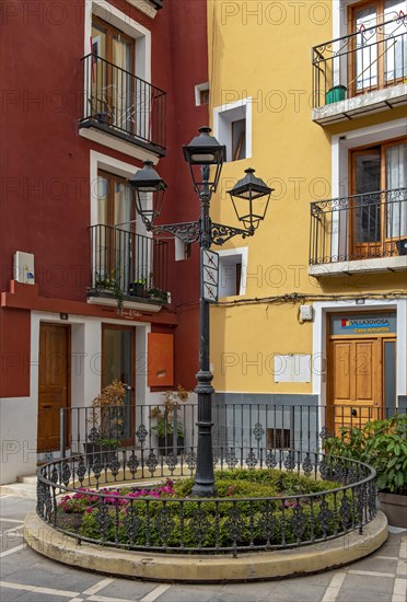 Close-up of lampost at Plaza Iglesia