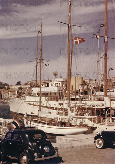 Yachts in the port of Cannes in 1955