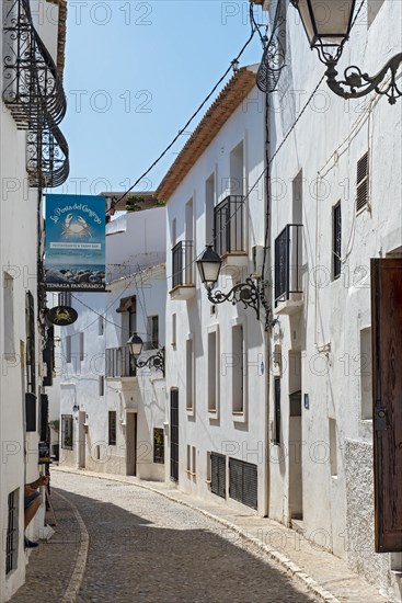 Narrow streets with white houses in Altea Old Town