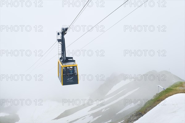 Gondola of the mountain railway to the summit station of the Nebelhorn