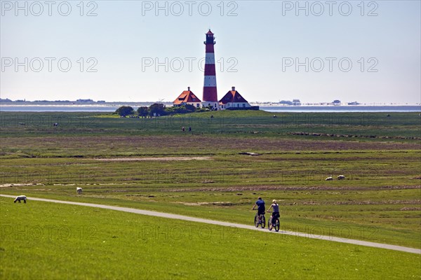 Westerhever Lighthouse with cycling