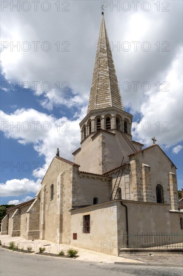 Church of Saulcet and its octagonal bell tower