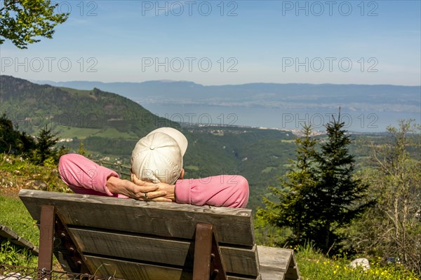 Geopark Chablais UNESCO and view on Chablais plain and lake Geneva