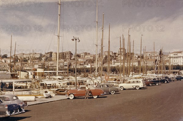 Yachts in the port of Cannes in 1955