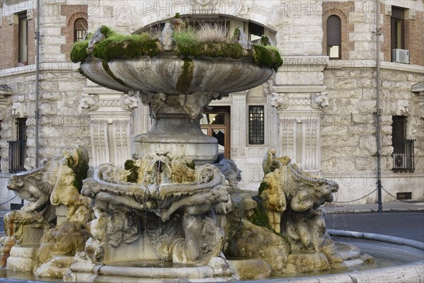 Palazzo del Ragno Spider Palace and Fontana delle Rane Frog Fountain in Piazza Mincio Mincio Square in Quartiere Coppede