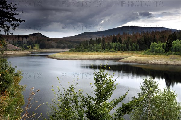 View over Eckerstausee to Brocken