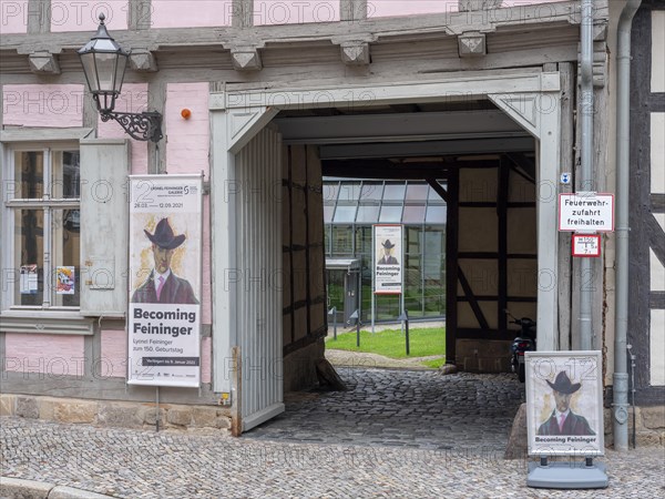 Entrance to the courtyard of the Lyonel Feininger Gallery on the Schlossberg in Quedlinburg