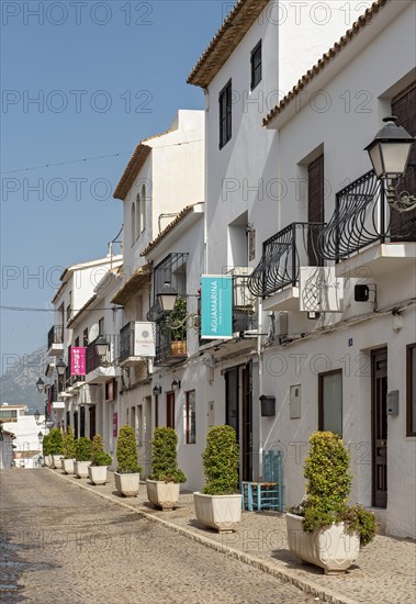 Narrow streets with white houses in Altea Old Town