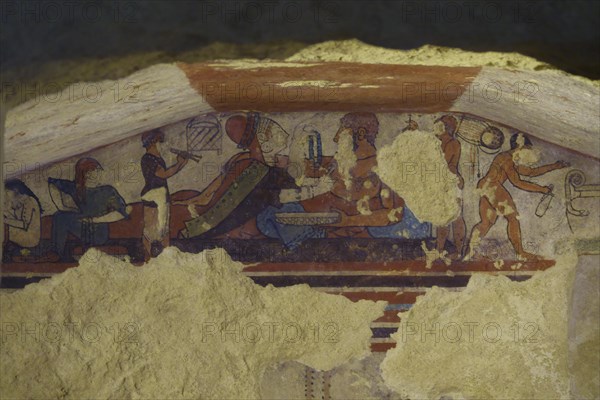 Tomba della Caccia e Pesca tomb of hunting and fishing with frescoes from the 6th century BC